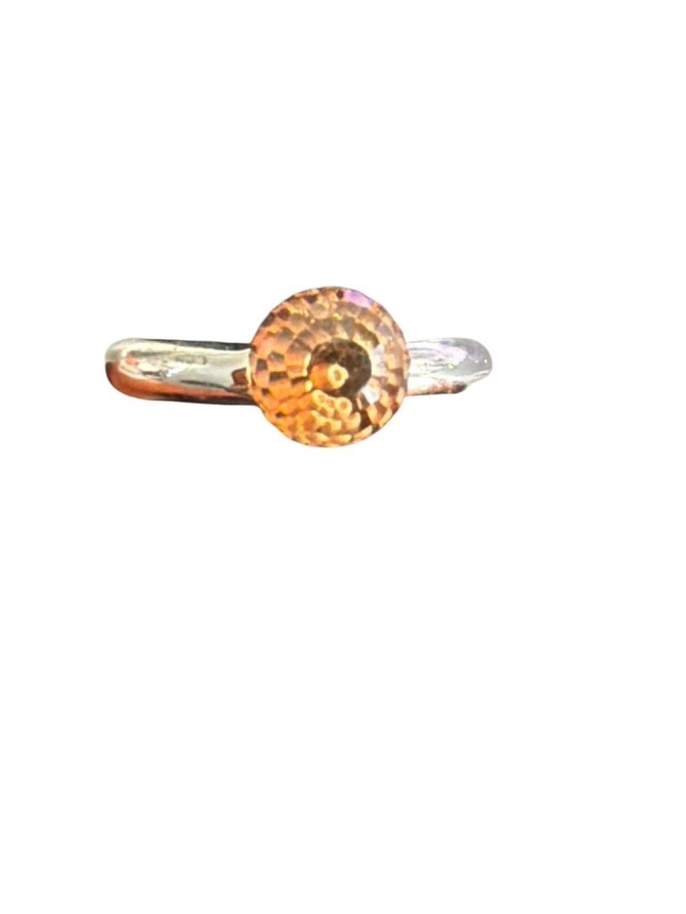 Henri Bendel Faceted Crystal Ring Silver Tone Amber Color Disco Ball Stack Sz 5